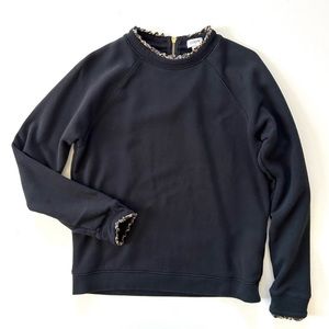 J. Crew Black Sweater Cheetah Print